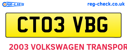 CT03VBG are the vehicle registration plates.