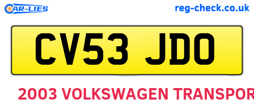 CV53JDO are the vehicle registration plates.