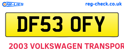 DF53OFY are the vehicle registration plates.