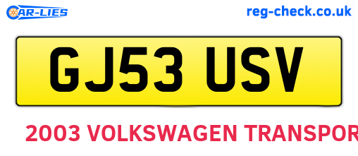 GJ53USV are the vehicle registration plates.