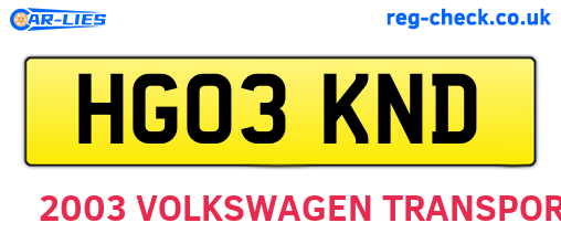 HG03KND are the vehicle registration plates.