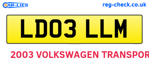 LD03LLM are the vehicle registration plates.