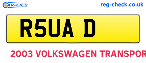 R5UAD are the vehicle registration plates.