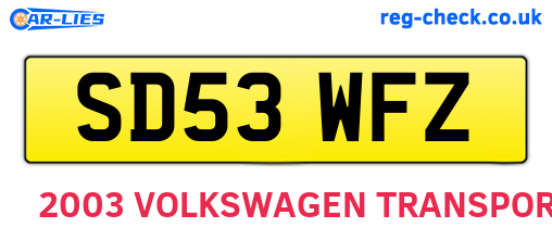 SD53WFZ are the vehicle registration plates.