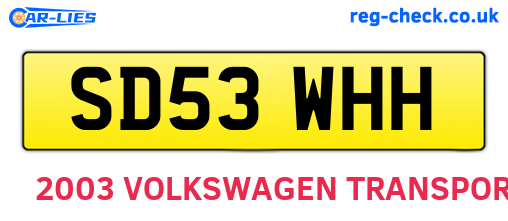 SD53WHH are the vehicle registration plates.