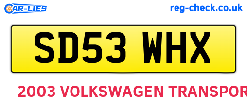 SD53WHX are the vehicle registration plates.