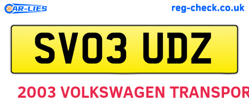 SV03UDZ are the vehicle registration plates.