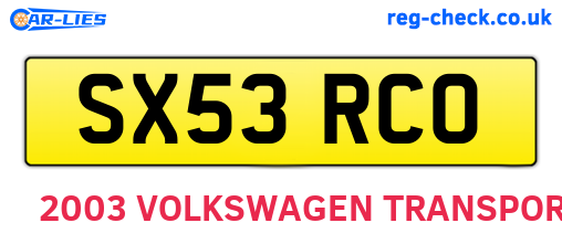 SX53RCO are the vehicle registration plates.