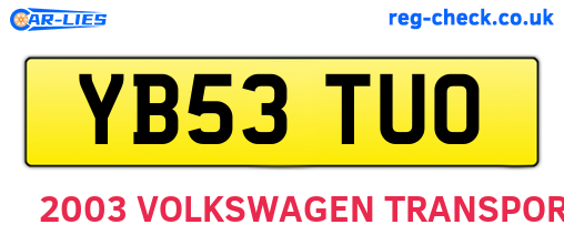 YB53TUO are the vehicle registration plates.