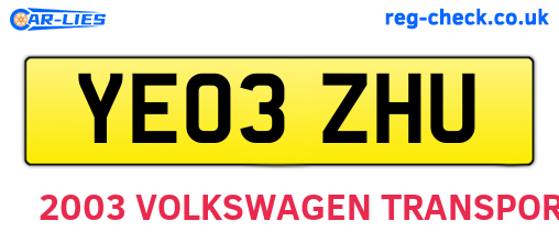 YE03ZHU are the vehicle registration plates.