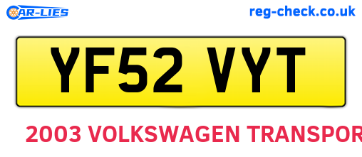 YF52VYT are the vehicle registration plates.