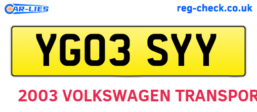 YG03SYY are the vehicle registration plates.