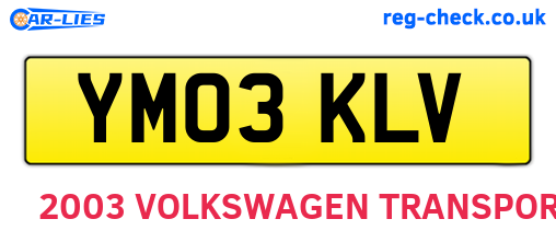 YM03KLV are the vehicle registration plates.