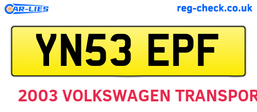 YN53EPF are the vehicle registration plates.
