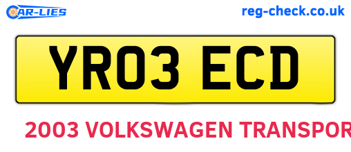 YR03ECD are the vehicle registration plates.