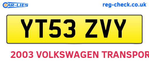 YT53ZVY are the vehicle registration plates.