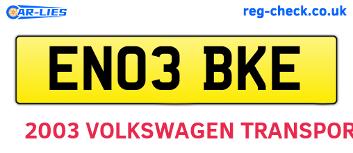 EN03BKE are the vehicle registration plates.