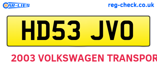 HD53JVO are the vehicle registration plates.