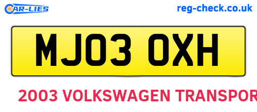 MJ03OXH are the vehicle registration plates.