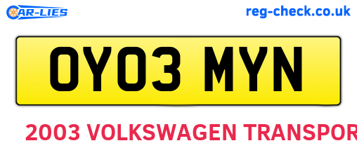 OY03MYN are the vehicle registration plates.