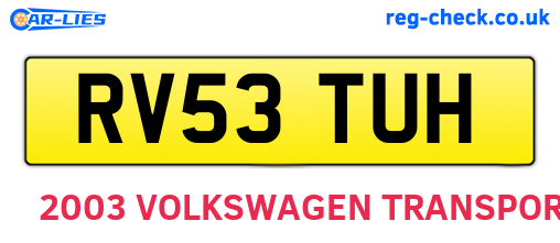 RV53TUH are the vehicle registration plates.