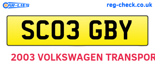 SC03GBY are the vehicle registration plates.