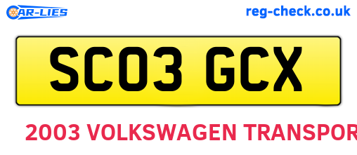 SC03GCX are the vehicle registration plates.