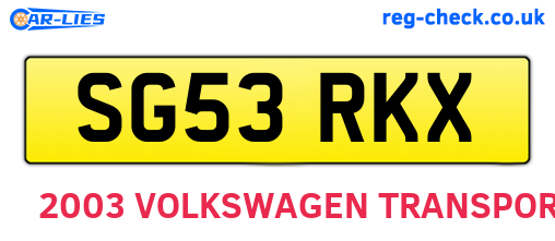 SG53RKX are the vehicle registration plates.