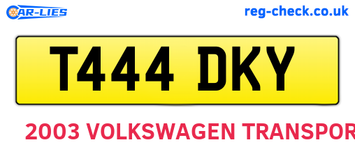 T444DKY are the vehicle registration plates.