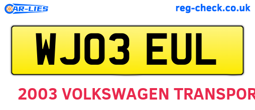 WJ03EUL are the vehicle registration plates.