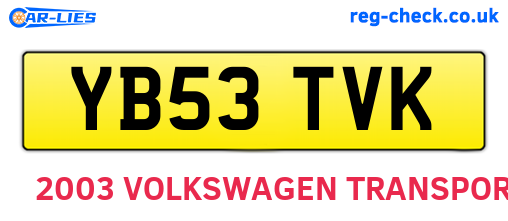 YB53TVK are the vehicle registration plates.
