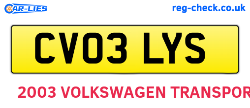 CV03LYS are the vehicle registration plates.