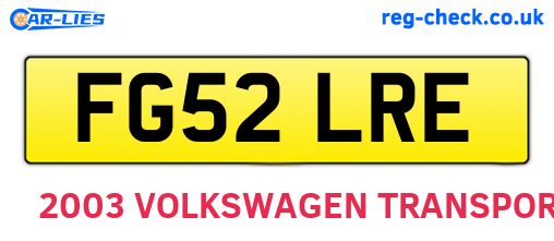 FG52LRE are the vehicle registration plates.