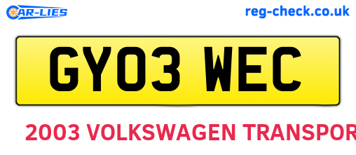 GY03WEC are the vehicle registration plates.