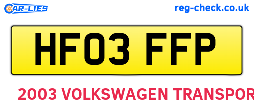 HF03FFP are the vehicle registration plates.
