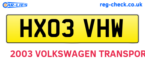 HX03VHW are the vehicle registration plates.