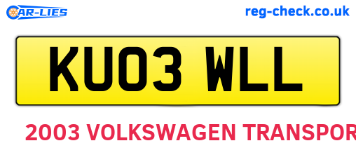 KU03WLL are the vehicle registration plates.