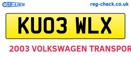 KU03WLX are the vehicle registration plates.