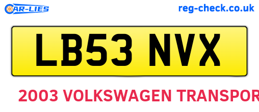 LB53NVX are the vehicle registration plates.