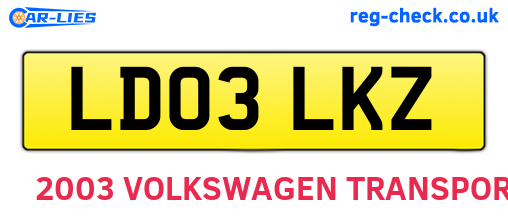 LD03LKZ are the vehicle registration plates.
