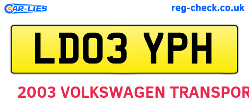 LD03YPH are the vehicle registration plates.