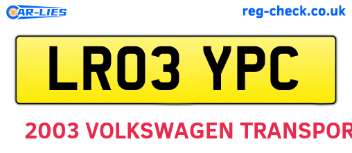 LR03YPC are the vehicle registration plates.