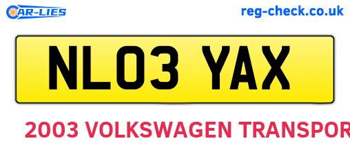 NL03YAX are the vehicle registration plates.