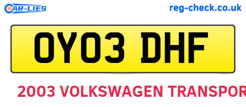 OY03DHF are the vehicle registration plates.