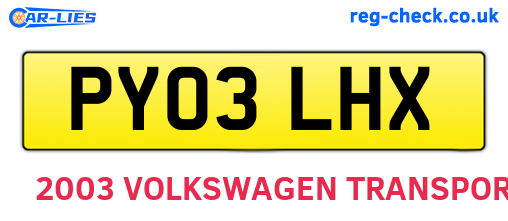 PY03LHX are the vehicle registration plates.