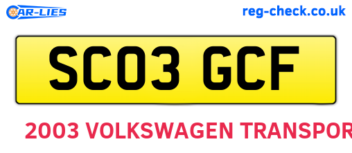 SC03GCF are the vehicle registration plates.