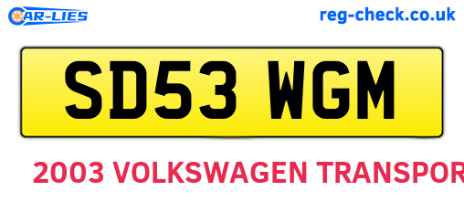 SD53WGM are the vehicle registration plates.