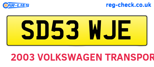 SD53WJE are the vehicle registration plates.