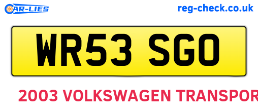 WR53SGO are the vehicle registration plates.