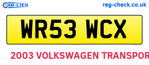 WR53WCX are the vehicle registration plates.